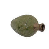 Olive Green Copper Color Mouth Relief Floral Motif Ceramic Art Vase ws3536S