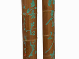 Pair Chinese Green Calligraphy Writing Engraved Bamboo Wall Panels ws3551S