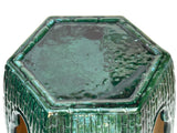 Asian Hexagon Green Open Window Flower Bamboo Motif Clay Garden Stool Table ws3591S