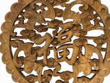 Small Round Wave Edge 5 Blessing Fok Bats Motif Wood Wall Panel Plaque ws3610S