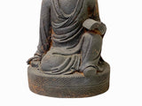 12" Iron Rustic Sitting Lohon Monk Study Reading Meditation Statue ws3621S