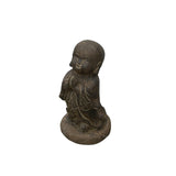 16.5" Chinese Dark Gray Stone Anjali Mudra Cute Lohon Monk Statue ws3632S