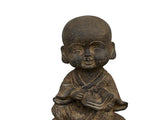 Oriental Gray Stone Little Lohon Monk Reading Book Statue ws3635S