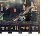 Vintage Chinese Coromandel Lacquer Court House Theme 8 Panel Screen ws4291S