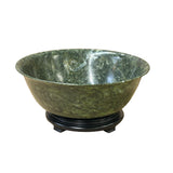 Vintage Chinese Natural Green Stone Round Bowl Display Art ws4311S