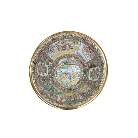 Vintage Chinese Famille Rose People House Graphic Large Porcelain Bowl Pot ws4349S Vintage Chinese Famille Rose People House Graphic Large Porcelain Bowl Pot ws4349S