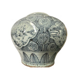 Vintage Fade Gray Blue White Fat Body Scenery Graphic Porcelain Vase ws4501S
