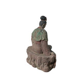 Vintage Chinese Cross Legs Guan Yin Bodhisattva Wood Statue ws4529S