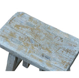 Rustic Raw Rough Wood Grain Rectangle Slim Stool Bench Side Table ws4583S