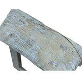Rustic Raw Rough Wood Grain Rectangle Slim Stool Bench Side Table ws4584S
