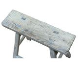 Rustic Raw Rough Wood Grain Rectangle Slim Stool Bench Side Table ws4586S