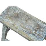 Rustic Raw Rough Wood Grain Rectangle Slim Stool Bench Side Table ws4613S 10