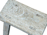 Rustic Raw Rough Wood Grain Rectangle Slim Stool Bench Side Table ws4616S 12