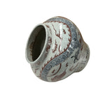 Oriental Off White Crackle Base Blue Red Dragon Ceramic Art Vase Jar ws4658S