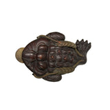 Vintage Chinese Brown Metal Toad Frog Coins FengShui Figures ws4703S