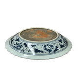 Chinese Blue White People Riding Horse Round Porcelain Display Plate ws4723S