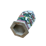 Oriental Hexagonal Floral Peacocks Graphic Porcelain Art Vase ws4733S