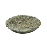 Green Gray Stone Dragon Carving Round Fengshui Plaque Display Art ws4761S