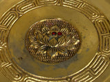 Chinese Lotus Floral Pattern Gold Color Metal Offering Plate Holder ws4766S