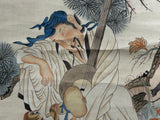 Oriental Scholar Monkeys Ink Brush Color Scroll Painting Wall Art ws4781S