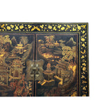 Vintage Chinese Black Golden Scenery Storage Armoire Wardrobe Cabinet ws4807S