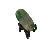 Oriental Colored Stone Bird Bat Motif Carving Display Plaque Art ws4836S
