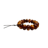 Chinese Brown Wood Grain Beads Hand Rosary Praying Bracelet ws4863S