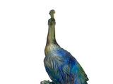 Blue Green Crystal Glass Daum Pate De Verre Peacock Figure ws4912S