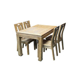 Oriental Light Wood Rough Grain Rectangular Dining Table 4 Chairs Set ws4932S