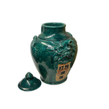 Chinese Dark Teal Green Wine Medicine Herbs Storage Ceramic Jar ws4934S