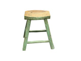 Rustic Bold Distressed Light Sage Green 4 Legs Wood Stool Side Table Stand ws4944S