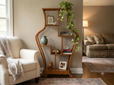 Oriental Light Brown Vase Shape Step Shelves Display Cabinet Divider ws4993S