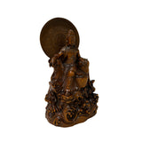 7" Bodhisattva Statue w Calligraphy Halo & Lotus Base Wood Statue ws5003S