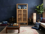 Light Brown Slatted Doors Display Storage Minimalist Zen Bookcase Cabinet ws5015S