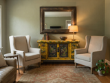 Vintage Chinese Yellow Lacquered Wood Credenza Sideboard Carved Scenic Panels ws5016S