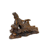 5" Hand-Carved Wood Reclining Bodhisattva Figurine Sculpture Tang Style Art ws5017S