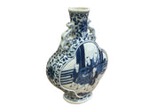 Chinese Blue White Porcelain MoonFlask Scenery Graphic Art Vase ws5022S