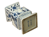 Vintage Pale Blue White Scenery Graphic Square Porcelain Vase ws5035S