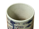 Vintage Blue Red White Foo Dogs Porcelain Small Brush Pot Vase ws5037S