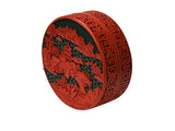 Oriental Asian Black Red Lacquer Round Relief Scenery Accent Box ws5040S