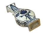 Small Distressed Finish Pear Shape Blue White Graphic Porcelain Vase ws5041S