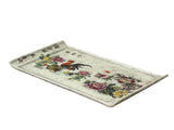 Vintage Finish Rooster Flower Graphic Rectangular Porcelain Plate Art ws5042S