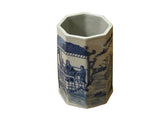 4" Small Octagonal Blue White Scenery Graphic Porcelain Art Vase ws5043S