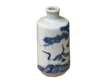 Small Blue White Handpaint Cranes Pine Scenery Graphic Porcelain Vase ws5045S