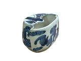 Tiny Small Blue White Oriental Bats Graphic Porcelain Container ws5059S