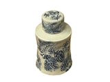 Cream Celadon Porcelain Blue Flower Gold Fishes Cylindrical Container ws5074S
