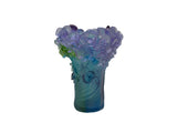 Purple Blue Green Crystal Glass Orchid Blossom Vase Display Art ws5075S