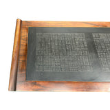 Dark Brown Vintage Point Edge Characters Engraved Top Credenza Cabinet ws4804S