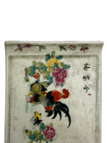 Vintage Finish Rooster Flower Graphic Rectangular Porcelain Plate Art ws5042S
