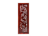 Set 4 Chinese Reddish Brown Wood Flower Birds Carving Wall Panels GB045S